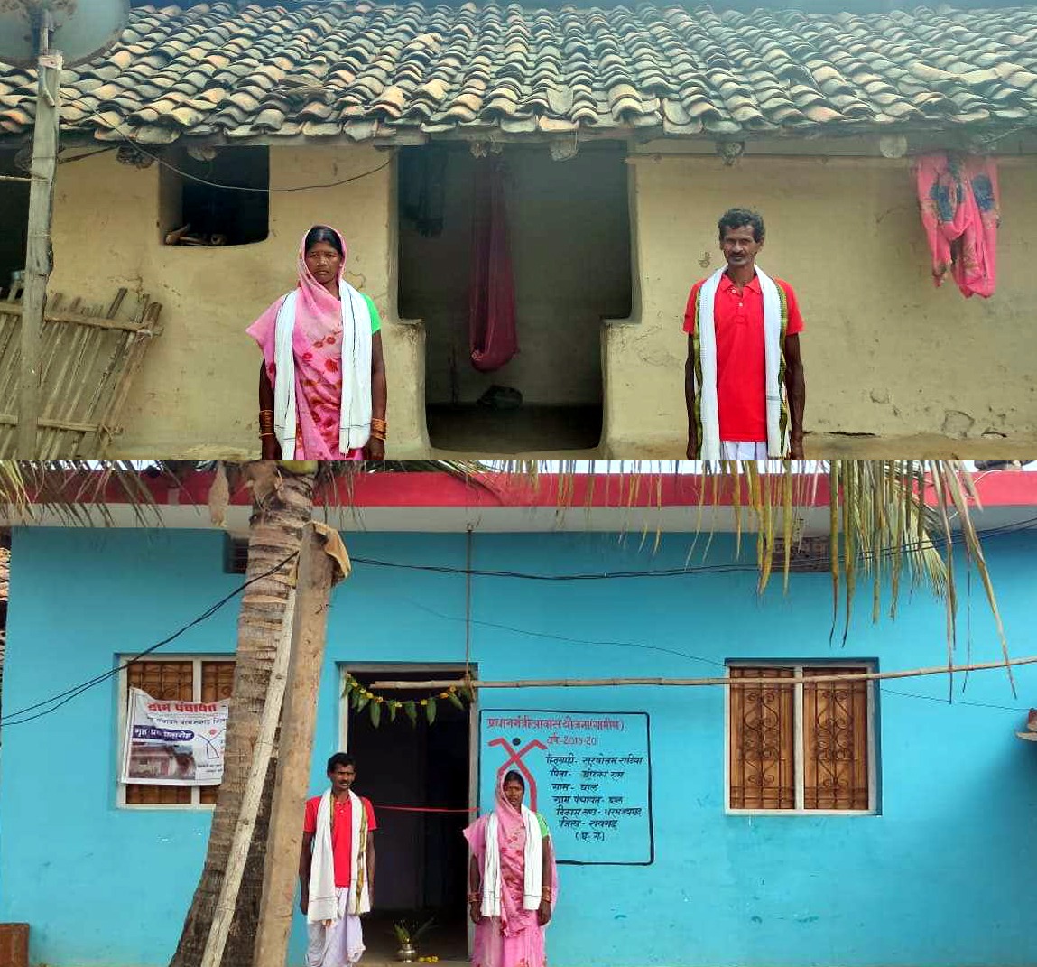 पीएम आवास योजना के लाभार्थी सुरषोत्तम राठिया का नया पक्का घर